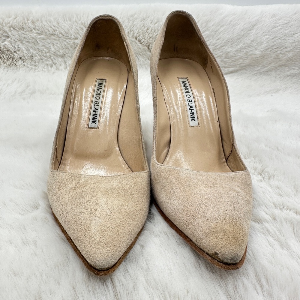 Manolo Blahnik Beige Suede nude Pumps 36.5 size 6.5‎ - Picture 7 of 13